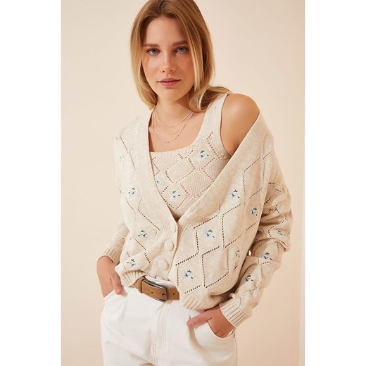 Happiness Istanbul Kardigan w kolorze beżowym Happiness Istanbul S/M okazyjna cena Limango Polska