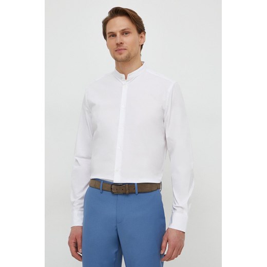 Sisley koszula męska kolor biały slim ze stójką ze sklepu ANSWEAR.com w kategorii Koszule męskie - zdjęcie 167705739