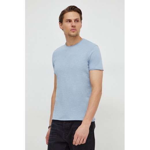 Sisley t-shirt bawełniany męski kolor niebieski gładki ze sklepu ANSWEAR.com w kategorii T-shirty męskie - zdjęcie 167705905