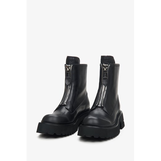 Botki Estro skórzane z zamkiem 