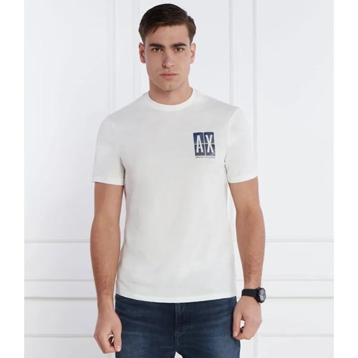 Biały t-shirt męski Armani Exchange młodzieżowy z krótkim rękawem 