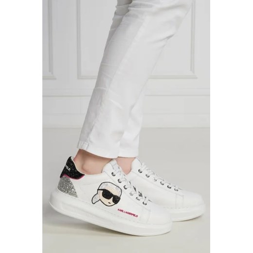 Karl Lagerfeld buty sportowe damskie sneakersy białe wiosenne wiązane na platformie 