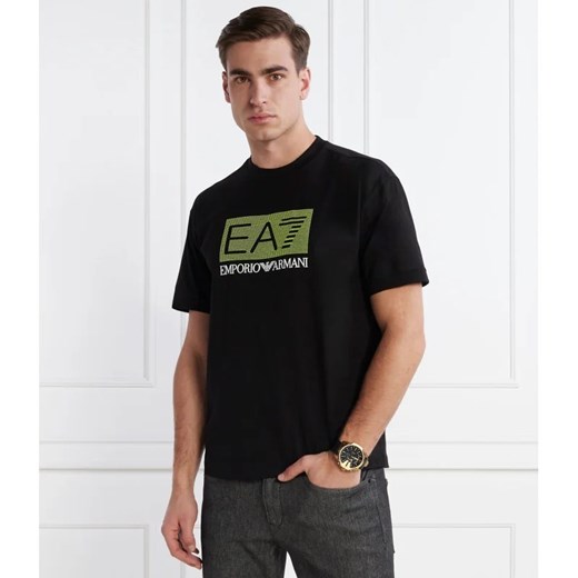 T-shirt męski Emporio Armani czarny wiosenny z krótkimi rękawami 