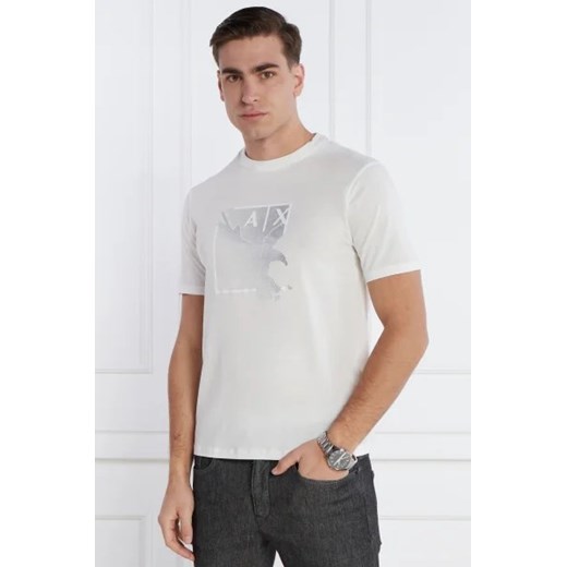 T-shirt męski Armani Exchange młodzieżowy z krótkimi rękawami biały bawełniany 