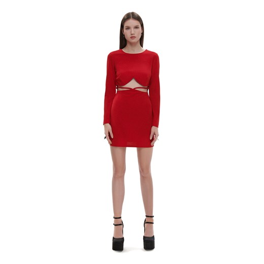 Cropp - Czerwona sukienka z wycięciem - czerwony Cropp XS okazja Cropp