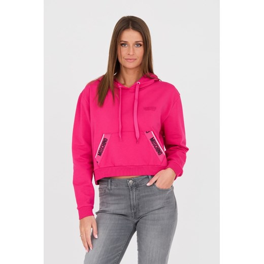 MOSCHINO Różowa bluza z kapturem i lampasami, Wybierz rozmiar M ze sklepu outfit.pl w kategorii Bluzy damskie - zdjęcie 167731018
