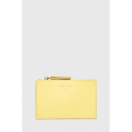 Twinset portfel skórzany damski kolor żółty ze sklepu ANSWEAR.com w kategorii Portfele damskie - zdjęcie 167735839