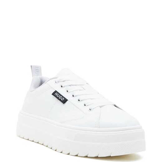 Buty sportowe damskie Hugo Boss sneakersy białe na platformie z tworzywa sztucznego sznurowane 