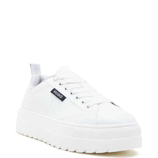 Buty sportowe damskie Hugo Boss sneakersy białe na platformie z tworzywa sztucznego sznurowane