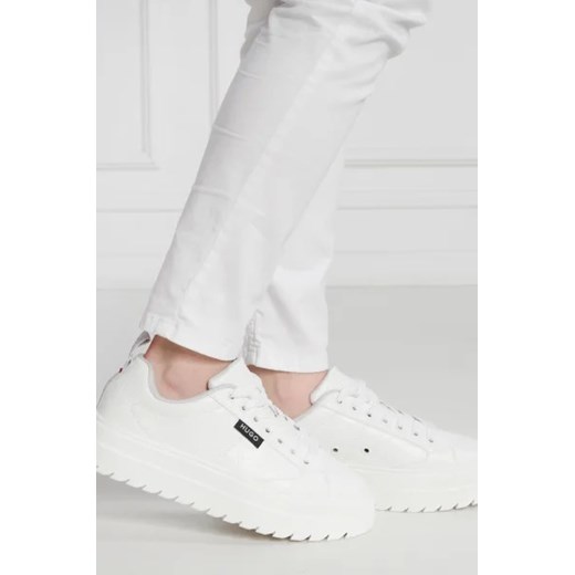 Buty sportowe damskie białe Hugo Boss sneakersy z tworzywa sztucznego sznurowane na platformie 