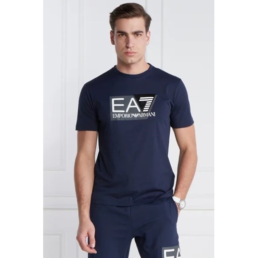 T-shirt męski Emporio Armani niebieski z krótkimi rękawami 