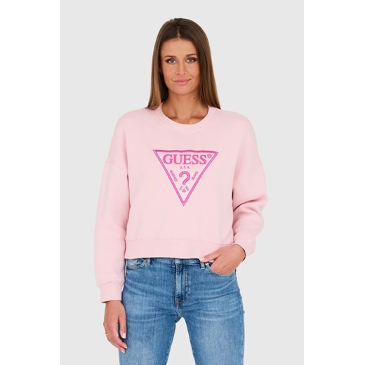 GUESS Różowa krótka bluza, Wybierz rozmiar L ze sklepu outfit.pl w kategorii Bluzy damskie - zdjęcie 167740237
