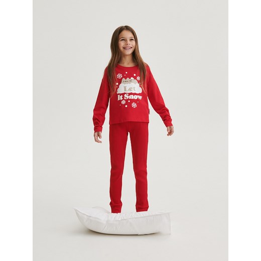 Reserved - Świąteczna piżama Pusheen - czerwony ze sklepu Reserved w kategorii Piżamy dziecięce - zdjęcie 167752307