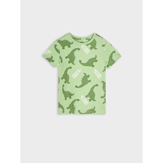 T-shirt chłopięce Sinsay z bawełny zielony z krótkim rękawem 