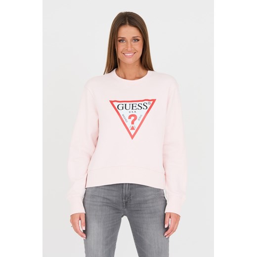 GUESS Różowa bluza Original Fleece, Rozmiar S ze sklepu outfit.pl w kategorii Bluzy damskie - zdjęcie 167757745
