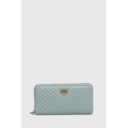 Pinko portfel skórzany damski kolor niebieski 100250.A0GK ze sklepu ANSWEAR.com w kategorii Portfele damskie - zdjęcie 167758815