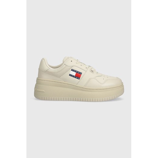 Tommy Jeans sneakersy TJW RETRO BASKET FLATFORM ESS kolor beżowy EN0EN02506 ze sklepu ANSWEAR.com w kategorii Buty sportowe damskie - zdjęcie 167758876