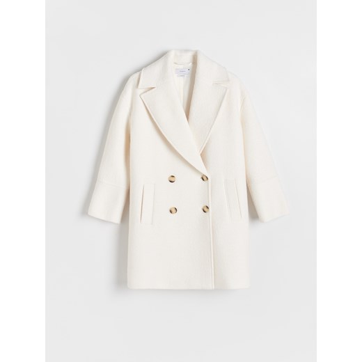 Reserved - Dwurzędowy płaszcz - złamana biel ze sklepu Reserved w kategorii Płaszcze damskie - zdjęcie 167762979