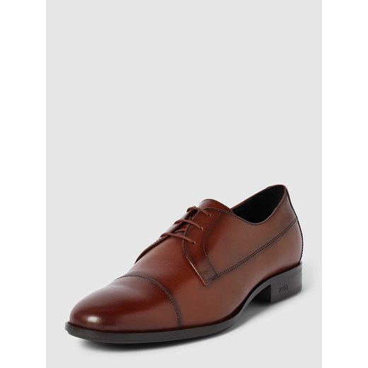 Buty sznurowane ze skóry z wytłoczonym logo model ‘Colby’ ze sklepu Peek&Cloppenburg  w kategorii Buty eleganckie męskie - zdjęcie 167765218