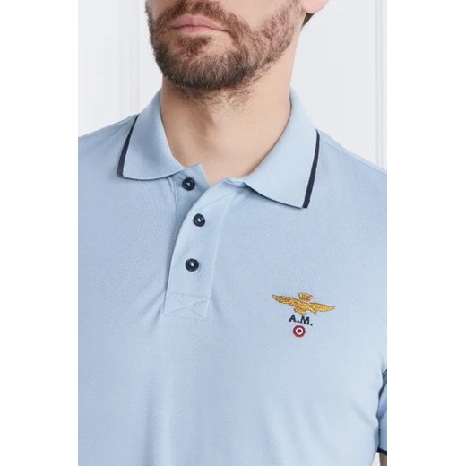 T-shirt męski Aeronautica Militare niebieski bawełniany 