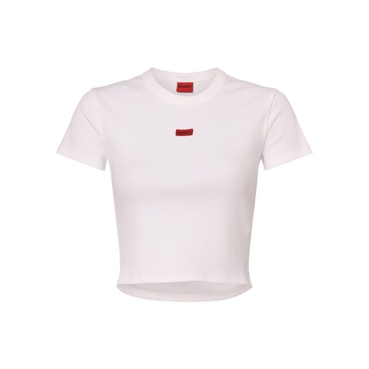 HUGO Koszulka damska - Deluisa_1 Kobiety Bawełna biały jednolity ze sklepu vangraaf w kategorii Bluzki damskie - zdjęcie 167771969