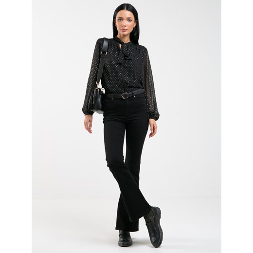 Bluzka damska z wiązaniem czarna Dini 906 ze sklepu Big Star w kategorii Koszule damskie - zdjęcie 167772558
