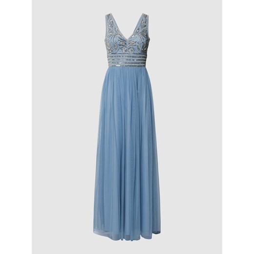 Sukienka wieczorowa z obszyciem ozdobnymi perełkami i kamieniami Lace & Beads XL Peek&Cloppenburg 