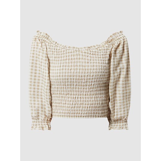 Bluzka krótka z odkrytymi ramionami z bawełny seersucker model ‘Evren’ Gina Tricot M Peek&Cloppenburg  wyprzedaż