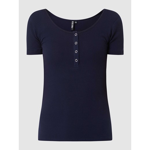 T-shirt z prążkowaną fakturą model ‘Kitte’ ze sklepu Peek&Cloppenburg  w kategorii Bluzki damskie - zdjęcie 167776095