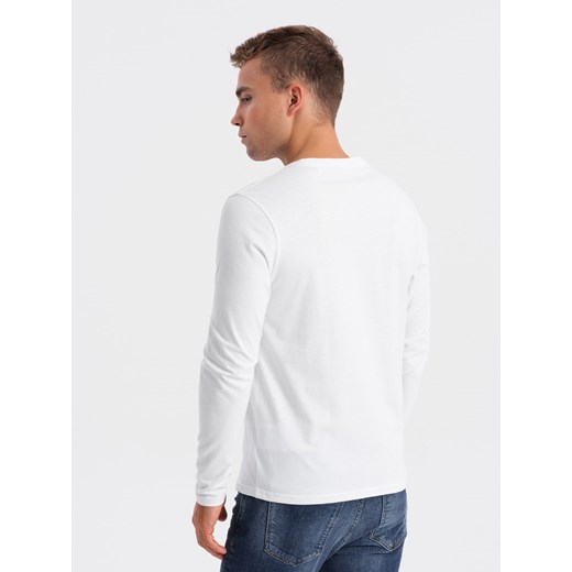 Longsleeve męski z nadrukiem - biały 2 OM-LSPT-0119 M ombre