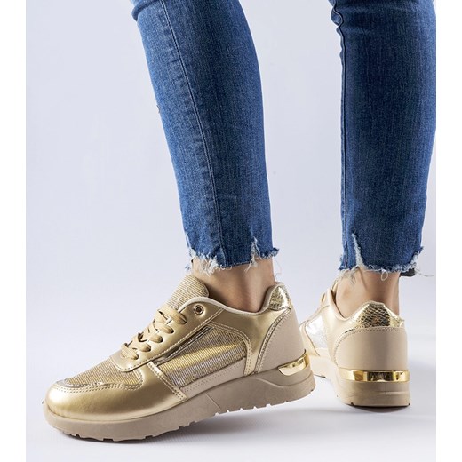 Beżowo-złote sneakersy z ozdobną nitką Facondo 41 gemre
