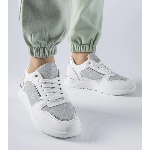 Białe sneakersy z ozdobną nitką Facondo ze sklepu gemre w kategorii Buty sportowe damskie - zdjęcie 167779157