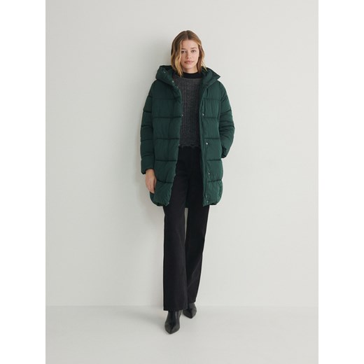 Reserved - Pikowany płaszcz - ciemnozielony ze sklepu Reserved w kategorii Płaszcze damskie - zdjęcie 167781577