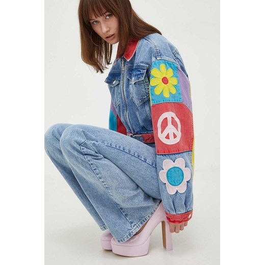 Moschino Jeans kurtka jeansowa damska kolor niebieski przejściowa oversize ze sklepu ANSWEAR.com w kategorii Kurtki damskie - zdjęcie 167788569