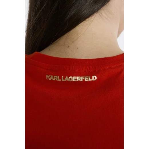 Bluzka damska Karl Lagerfeld z okrągłym dekoltem z krótkim rękawem bawełniana 