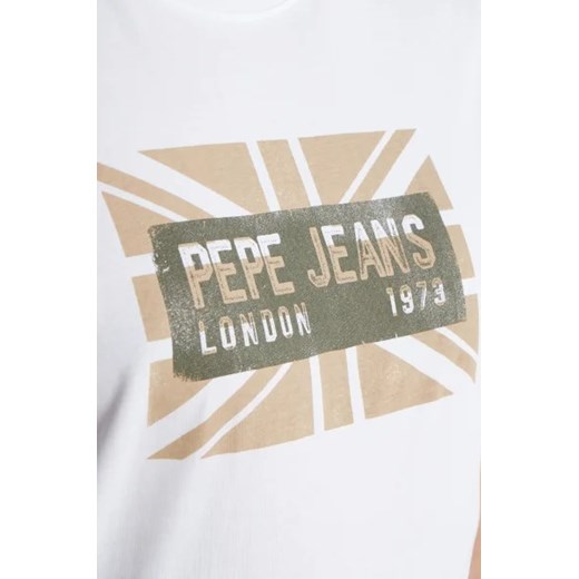 Biały t-shirt męski Pepe Jeans w stylu młodzieżowym z napisem 