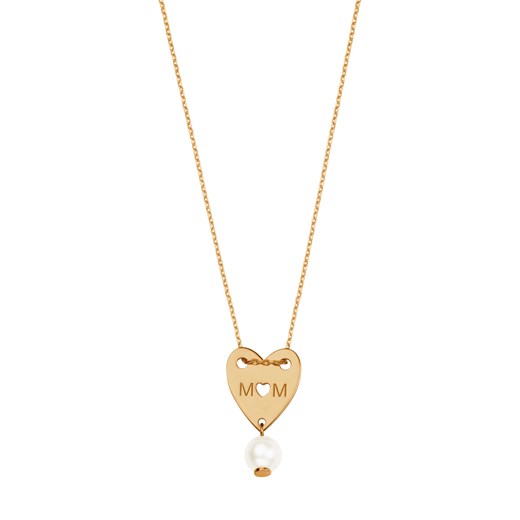 Naszyjnik złoty z perłą - serce - Pearls ze sklepu YES.pl w kategorii Naszyjniki - zdjęcie 167803747