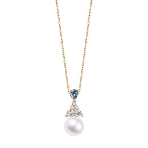 Naszyjnik złoty z perłą, topazami i diamentami ze sklepu YES.pl w kategorii Naszyjniki - zdjęcie 167803905