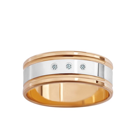 Obrączka z dwukolorowego złota z diamentami ze sklepu YES.pl w kategorii Obrączki - zdjęcie 167803937