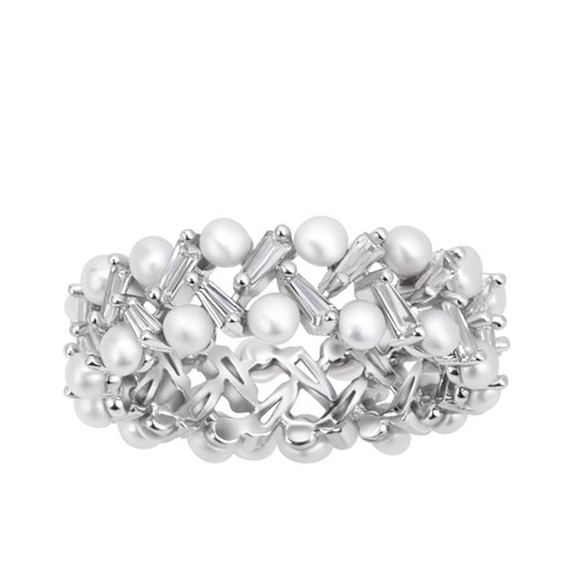 Pierścionek srebrny z perłami i cyrkoniami - Pearls of Sky Pearls Of Sky - Biżuteria Yes One Size YES.pl