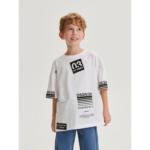 Reserved - T-shirt oversize - biały ze sklepu Reserved w kategorii T-shirty chłopięce - zdjęcie 167807677