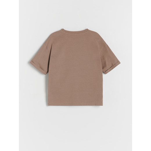Reserved - T-shirt oversize z naszywką - brązowy Reserved 152 (11 lat) Reserved