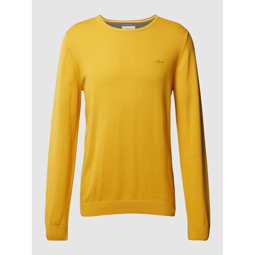 Sweter z dzianiny z wyhaftowanym logo model ‘BASIC’ ze sklepu Peek&Cloppenburg  w kategorii Swetry męskie - zdjęcie 167808328