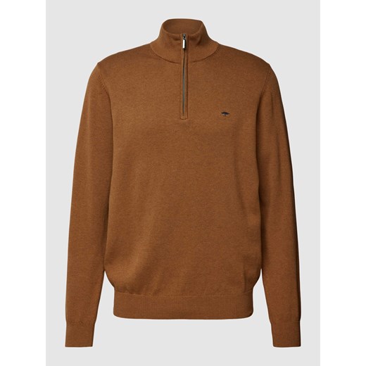 Sweter z dzianiny z detalami z logo model ‘Troyer’ ze sklepu Peek&Cloppenburg  w kategorii Swetry męskie - zdjęcie 167813018