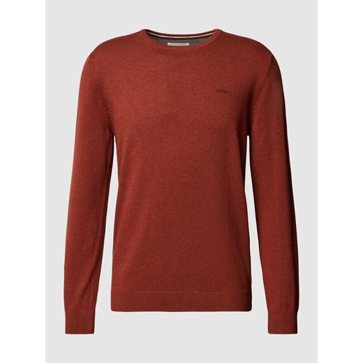 Sweter z dzianiny z wyhaftowanym logo model ‘BASIC’ ze sklepu Peek&Cloppenburg  w kategorii Swetry męskie - zdjęcie 167814288