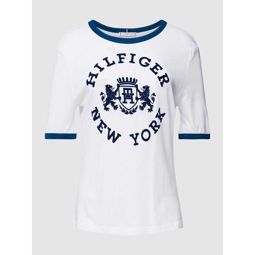 T-shirt z detalem z logo ze sklepu Peek&Cloppenburg  w kategorii Bluzki damskie - zdjęcie 167815428