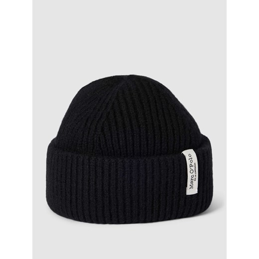 Czapka z mieszanki wiskozy żywej wełny z detalem z logo One Size Peek&Cloppenburg promocja