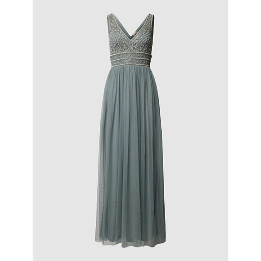 Sukienka wieczorowa z obszyciem ozdobnymi perełkami i kamieniami Lace & Beads XS Peek&Cloppenburg 