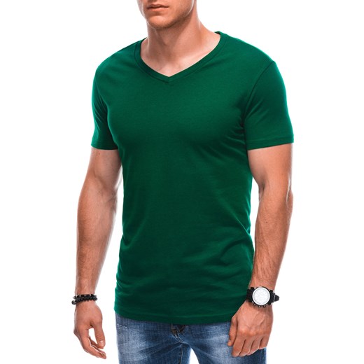 T-shirt męski basic V-neck EM-TSBS-0101 - zielony V11 ze sklepu Edoti w kategorii T-shirty męskie - zdjęcie 167839006