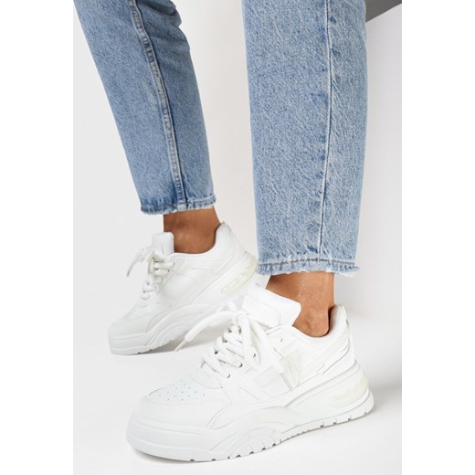 Białe Sneakersy z Szerokimi Sznurówkami Platinia ze sklepu born2be.pl w kategorii Buty sportowe damskie - zdjęcie 167842397